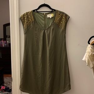 Olive Cap-Sleeve Dress